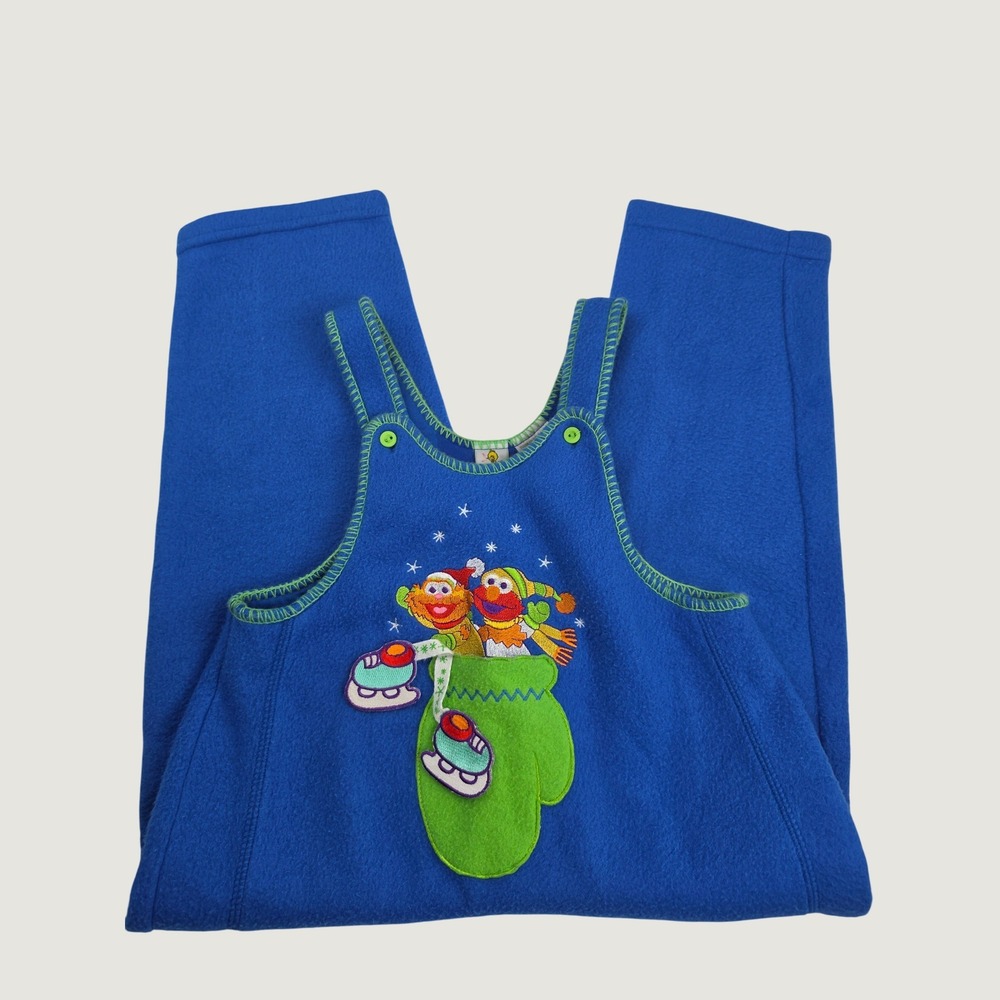 Sesame Street Elmo Zoe Fleece Overalls Toddler 5T Blue Winter Coverall